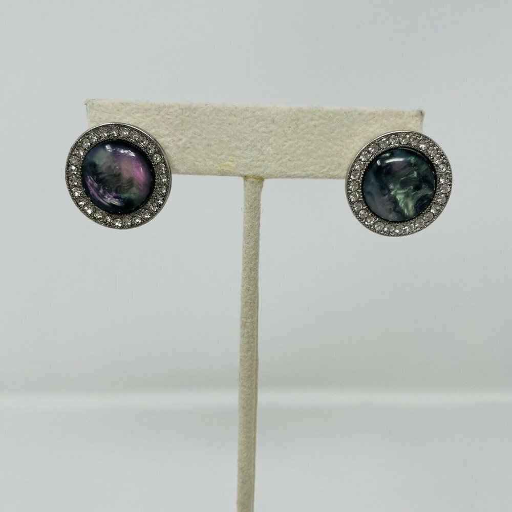 G by Gennaro Womens Round Stud Earrings Fashion Stones Silver‎ Tone Mixed Metals
